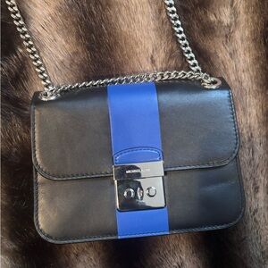 Michael Kors Black and Blue Chain Crossbody Bag